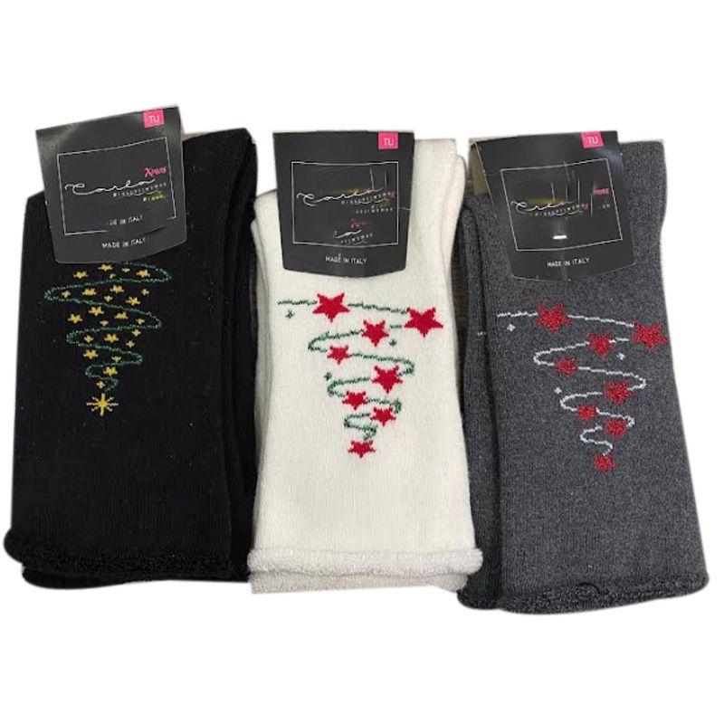 Carla Calza Corta Donna Natalizia Pile Fantasia Albero