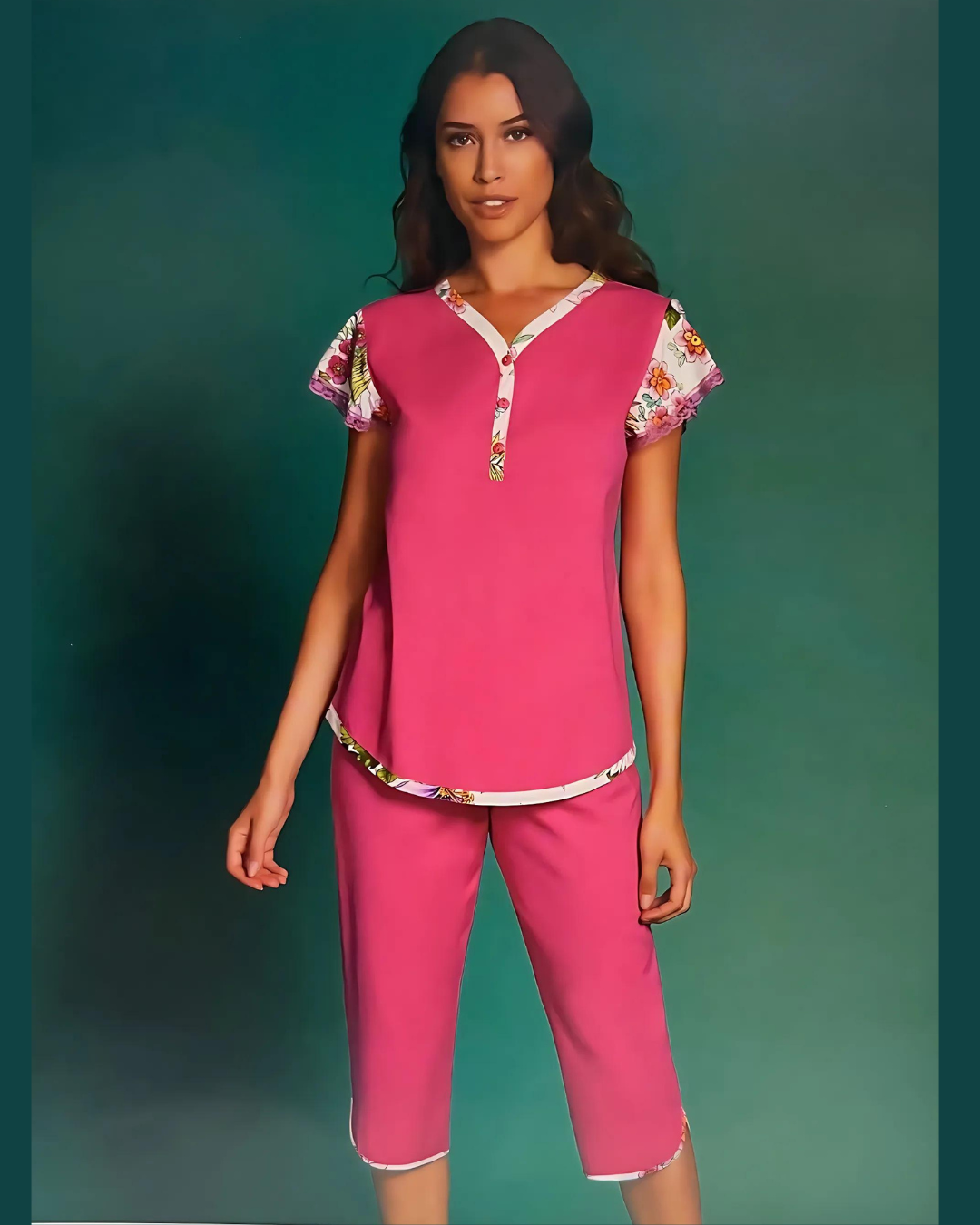 Andra Pigiama Donna Cotone Mezza Manica Pinocchietto