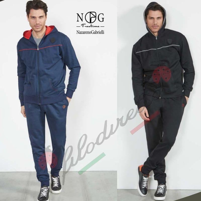 Nazareno Gabrielli Tuta Uomo Cotone Felpato 260gr full zip
