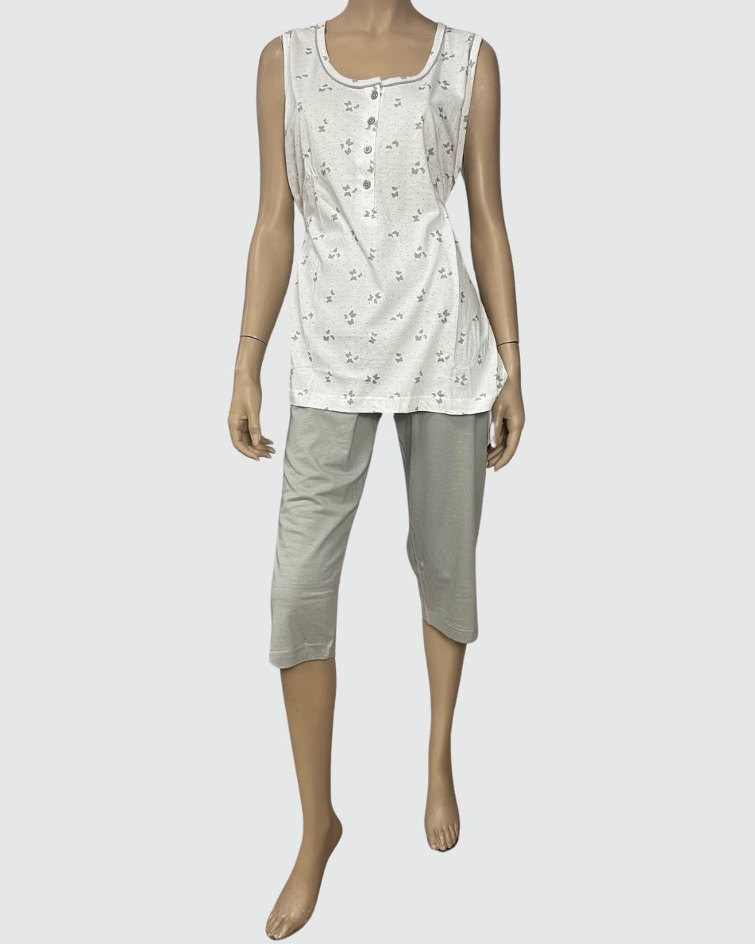 Baci Di Notte Pigiama Donna Cotone Spalla Larga Pinocchietto Calibrato