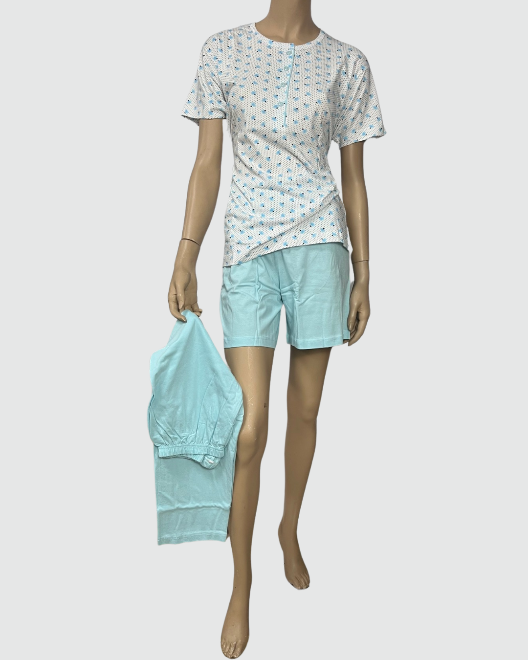 Baci Di Notte Pigiama Donna 3 Pezzi M/M Pantalone Lungo E Corto