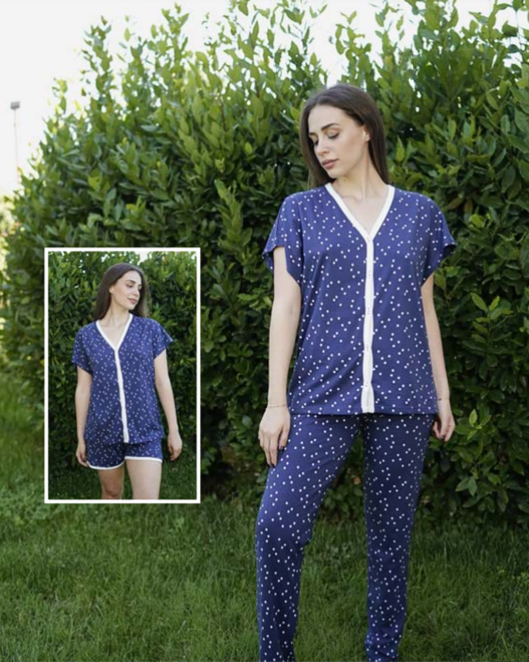 Kissimo Biancaluna Pigiama Donna 3 Pezzi M/M Pantalone Lungo E Corto