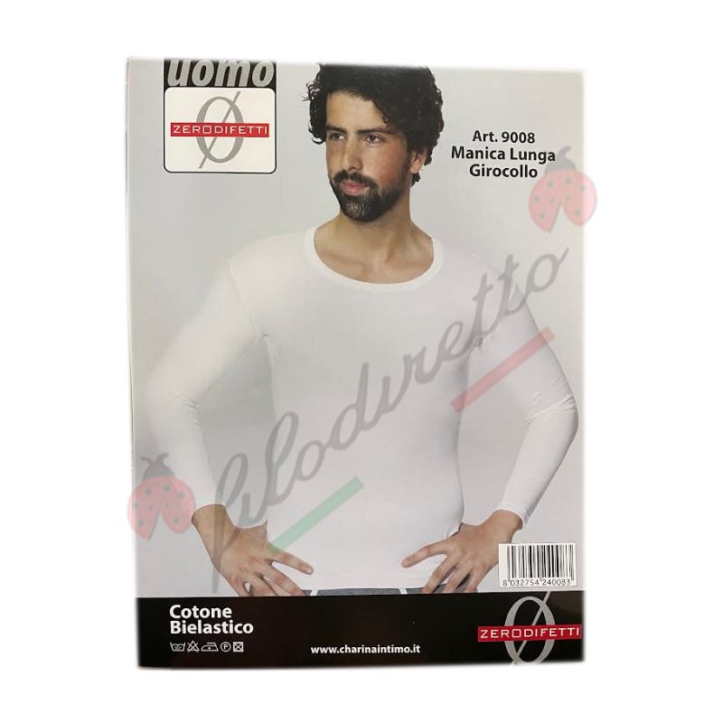 ZeroDifetti Uomo Maglia Manica Lunga Girocollo Cotone Bielastico Art.9008
