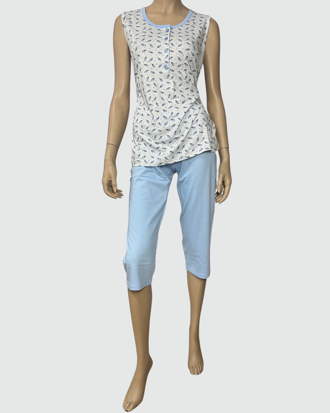 Baci Di Notte Pigiama Donna Cotone Spalla Larga Pinocchietto