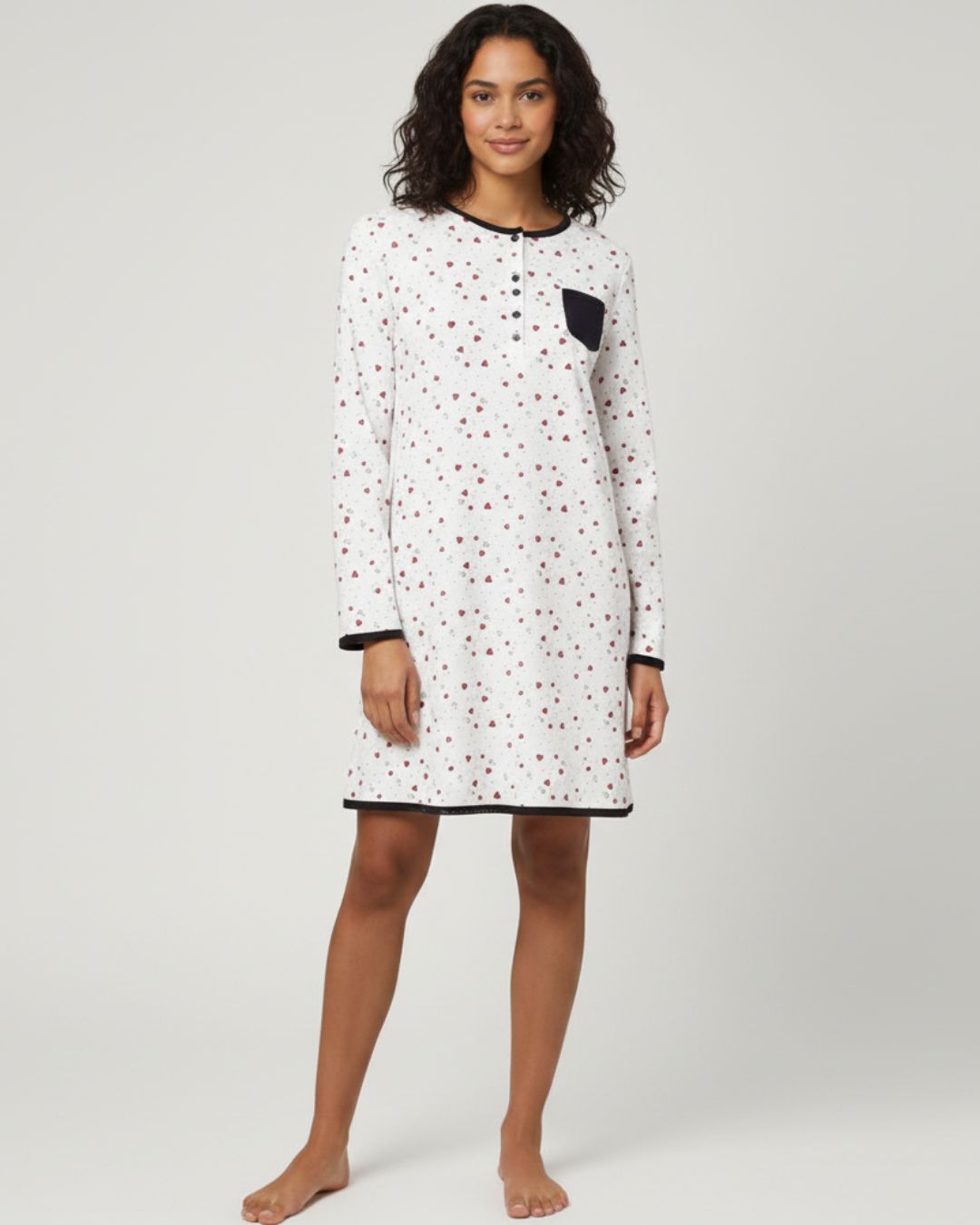 Pigiamiamoci Camicia Da Notte Donna Caldo Cotone