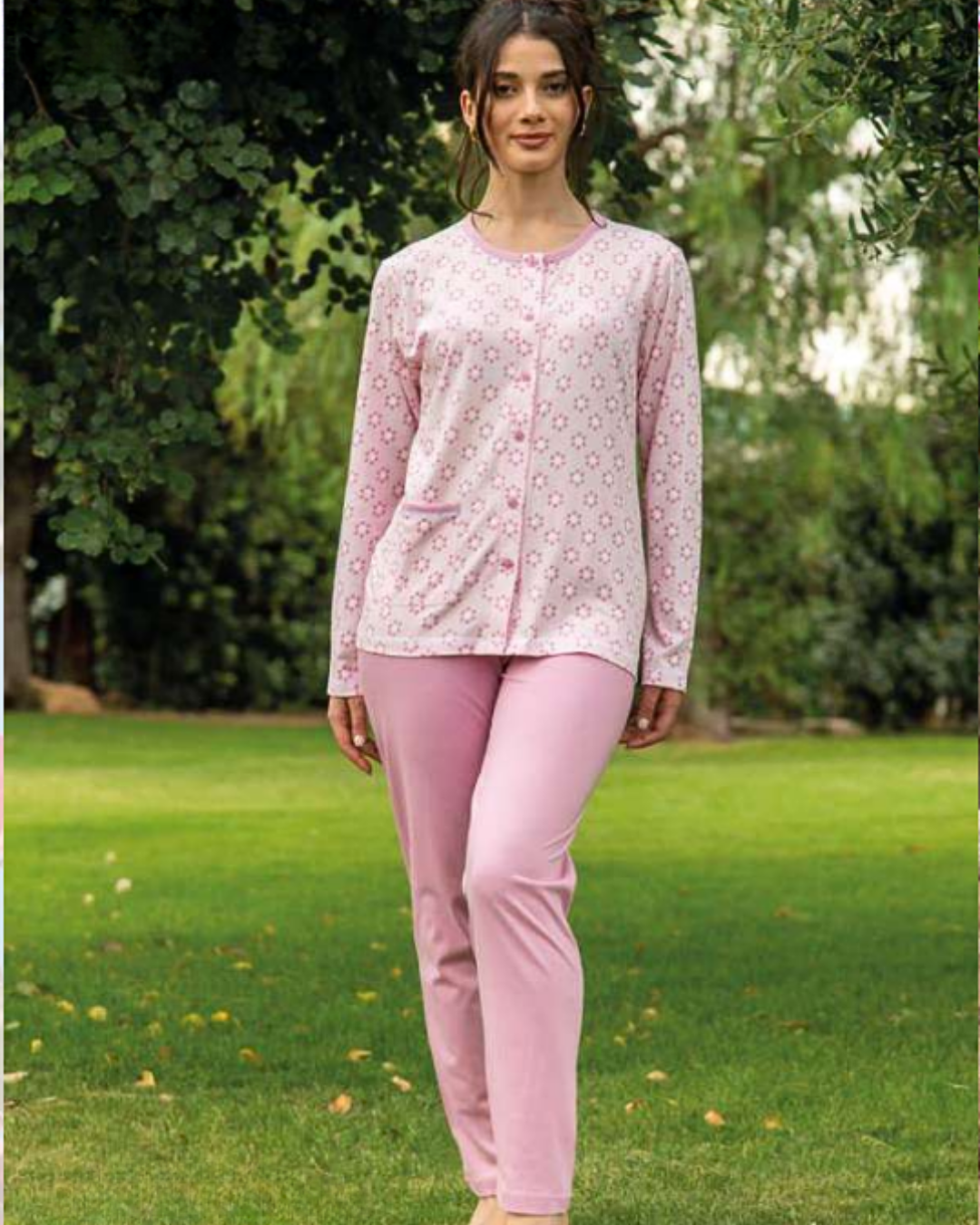 Baci Di Notte Pigiama Donna Cotone Aperto Avanti