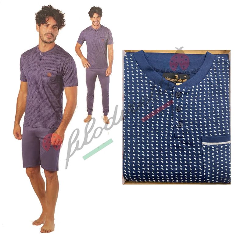 Nazareno Gabrielli Pigiama Uomo 3 Pezzi Cotone