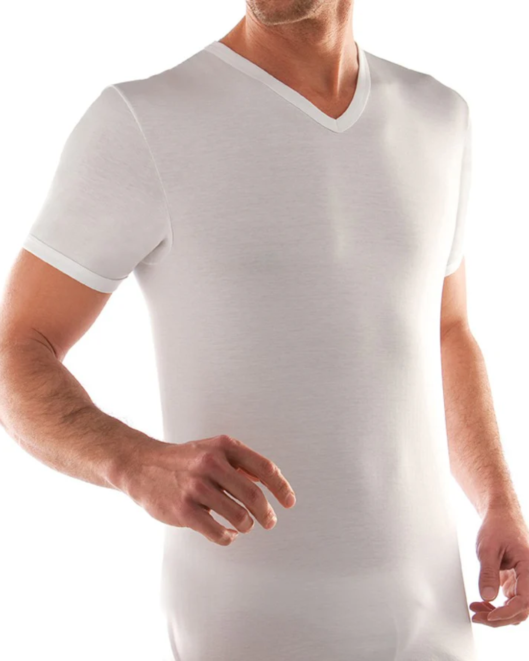 Liabel Uomo Maglia Manica Corta Scollo A V Filo Di Scozia