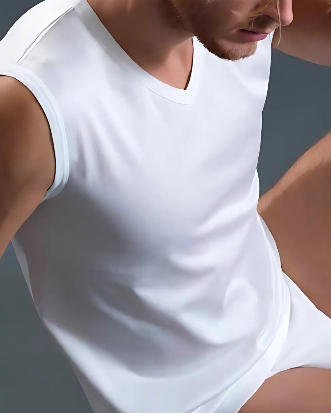 ZeroDifetti Uomo Smanicato Scollo a V Cotone Bielastico