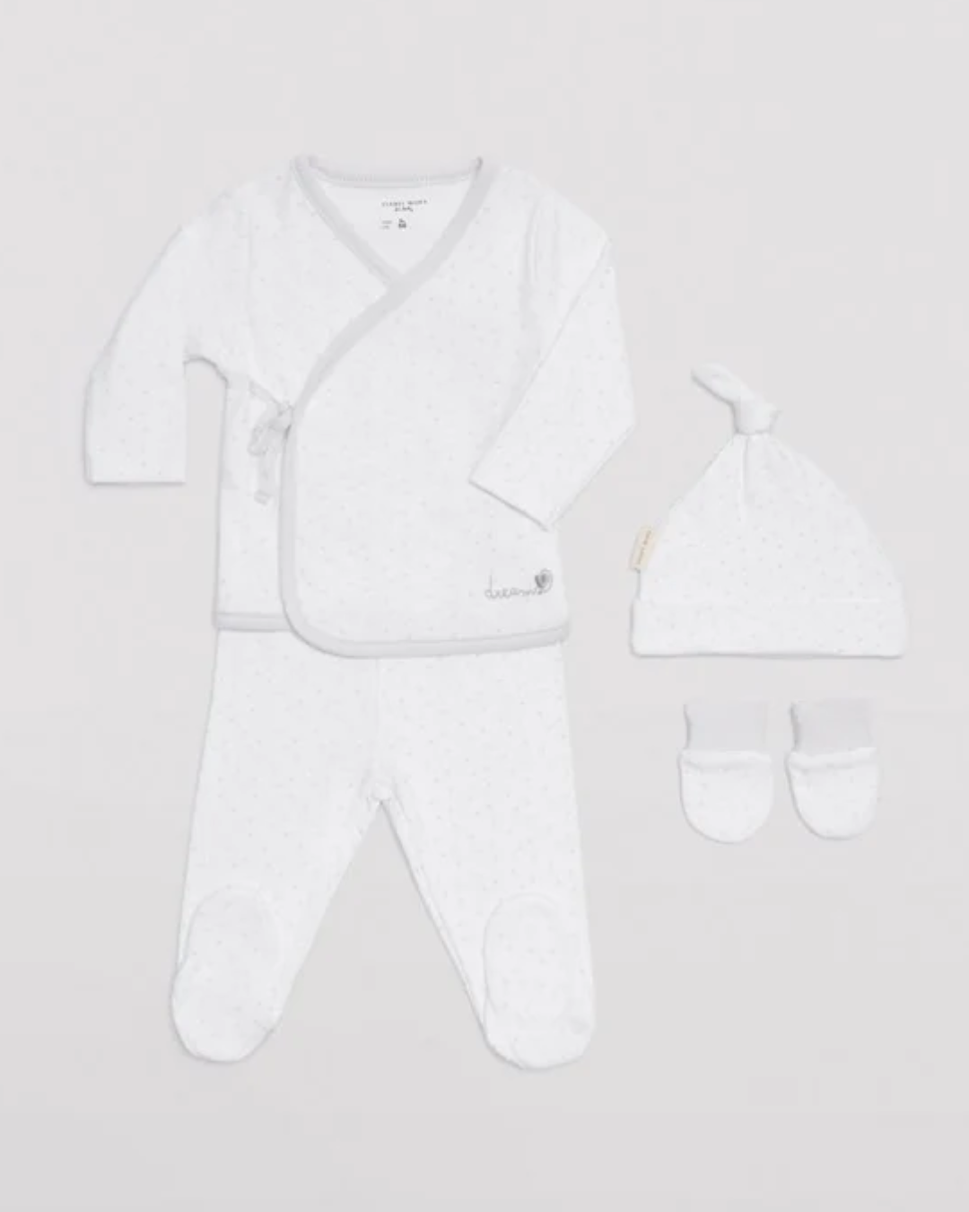Ysabel Mora Completo Neonati 2 Pezzi + Cappellino e Guantini