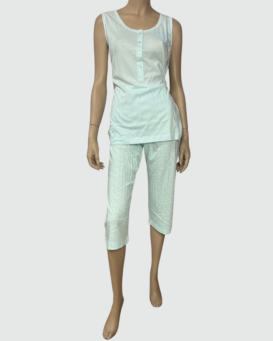 Baci Di Notte Pigiama Donna Cotone Spalla Larga Pinocchietto Calibrato