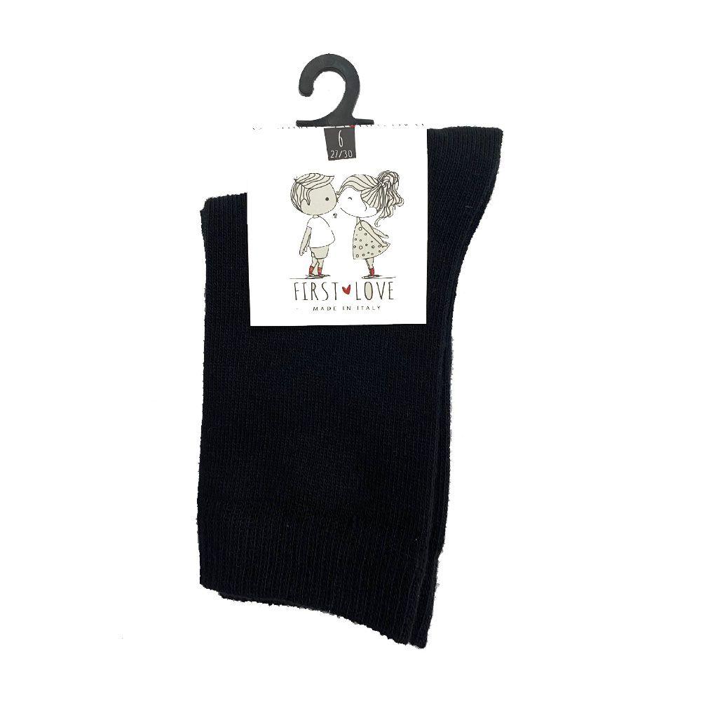 First Love Calza Corta Bambino/A Caldo Cotone Nero
