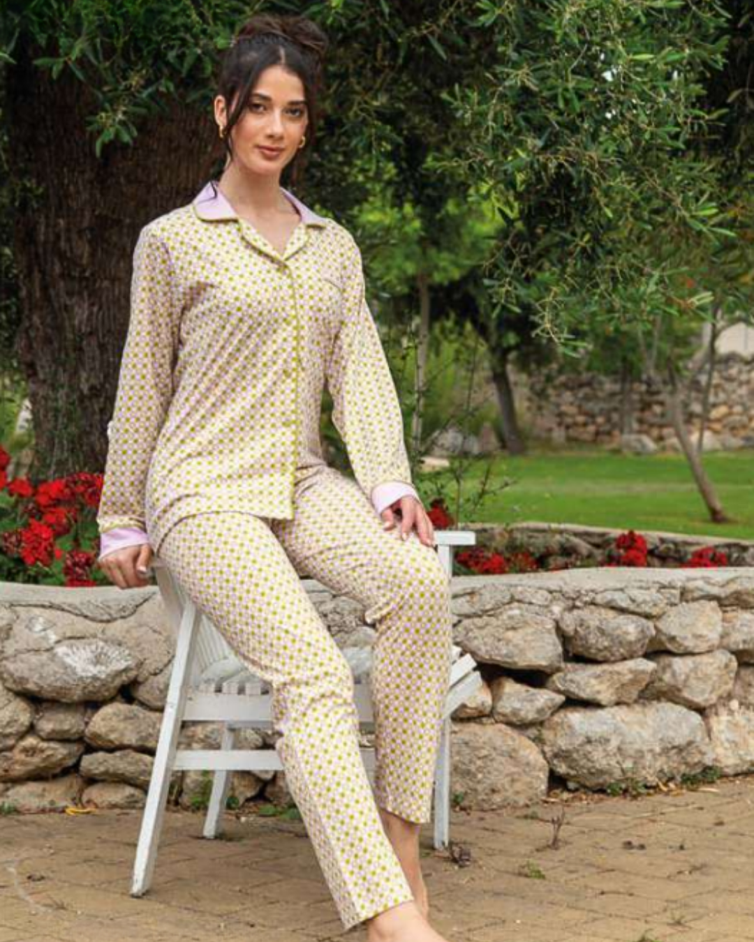 Baci Di Notte Pigiama Donna Cotone Aperto Avanti