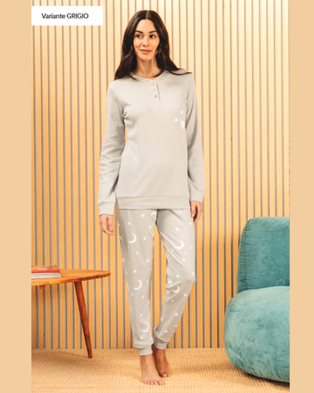 Kissimo Biancaluna Pigiama Donna Caldo Cotone