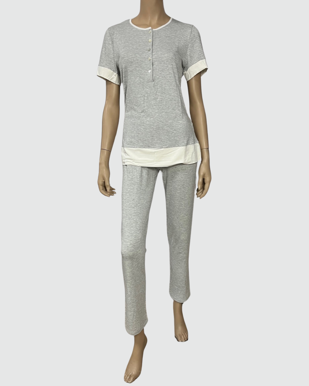 Julie Pigiama Donna Viscosa Serafino Manica Corta Pantalone Lungo