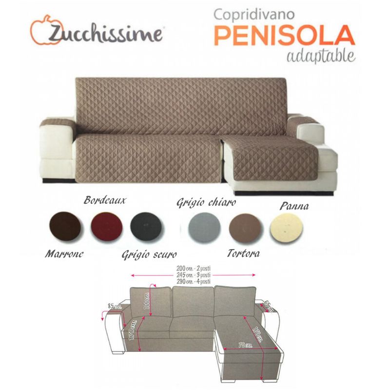 Zucchissime Copridivano 4 Posti con Penisola Adattabile