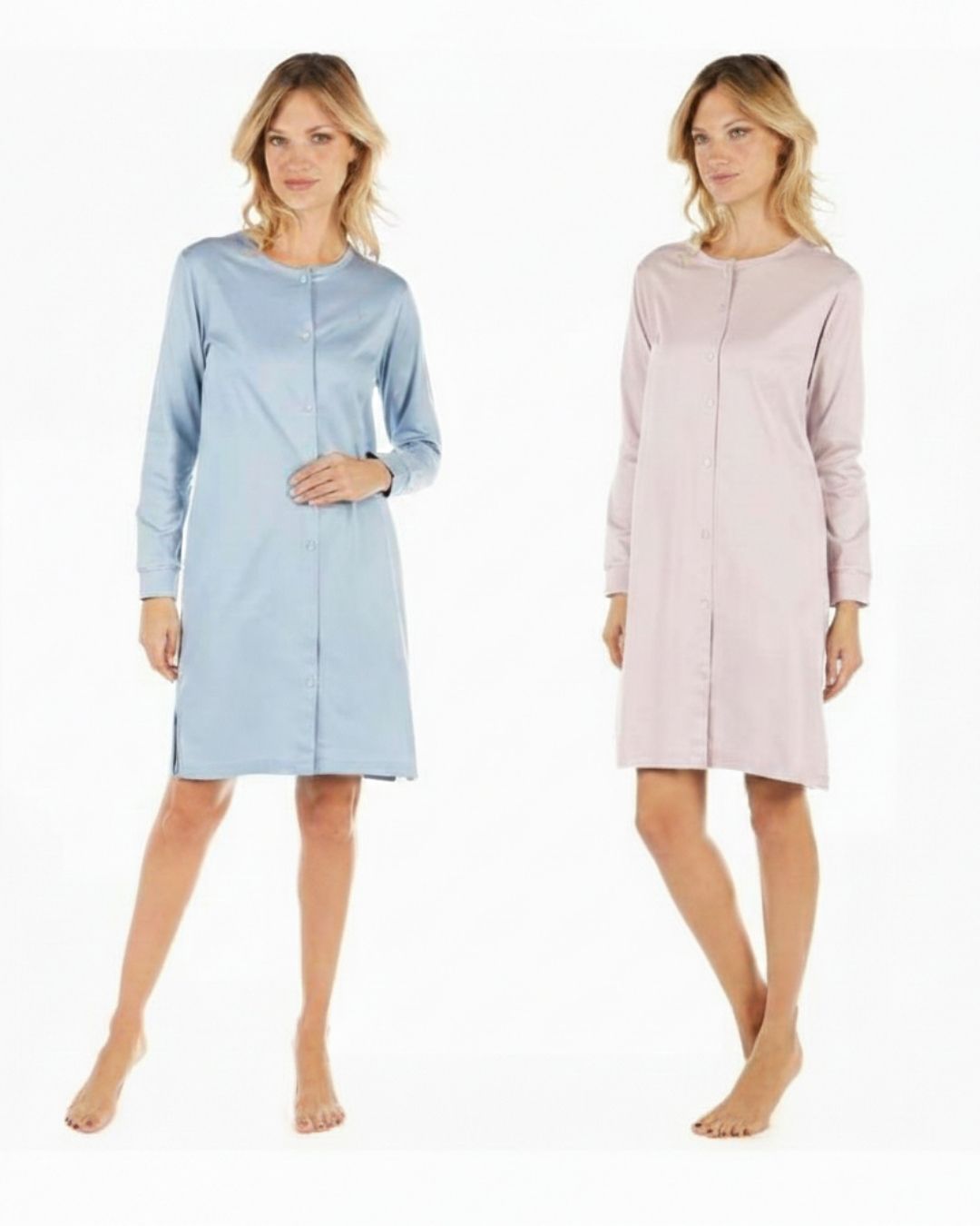 Nazareno Gabrielli Camicia Da Notte Cotone Aperta Avanti