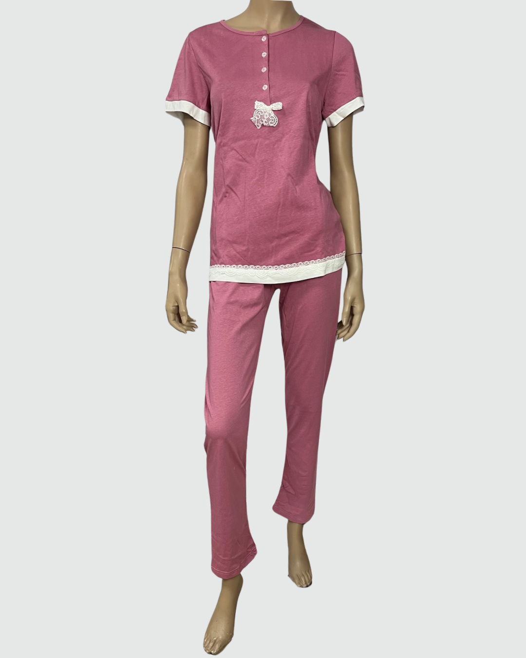 Julie Pigiama Donna Cotone Manica Corta Pantalone Lungo