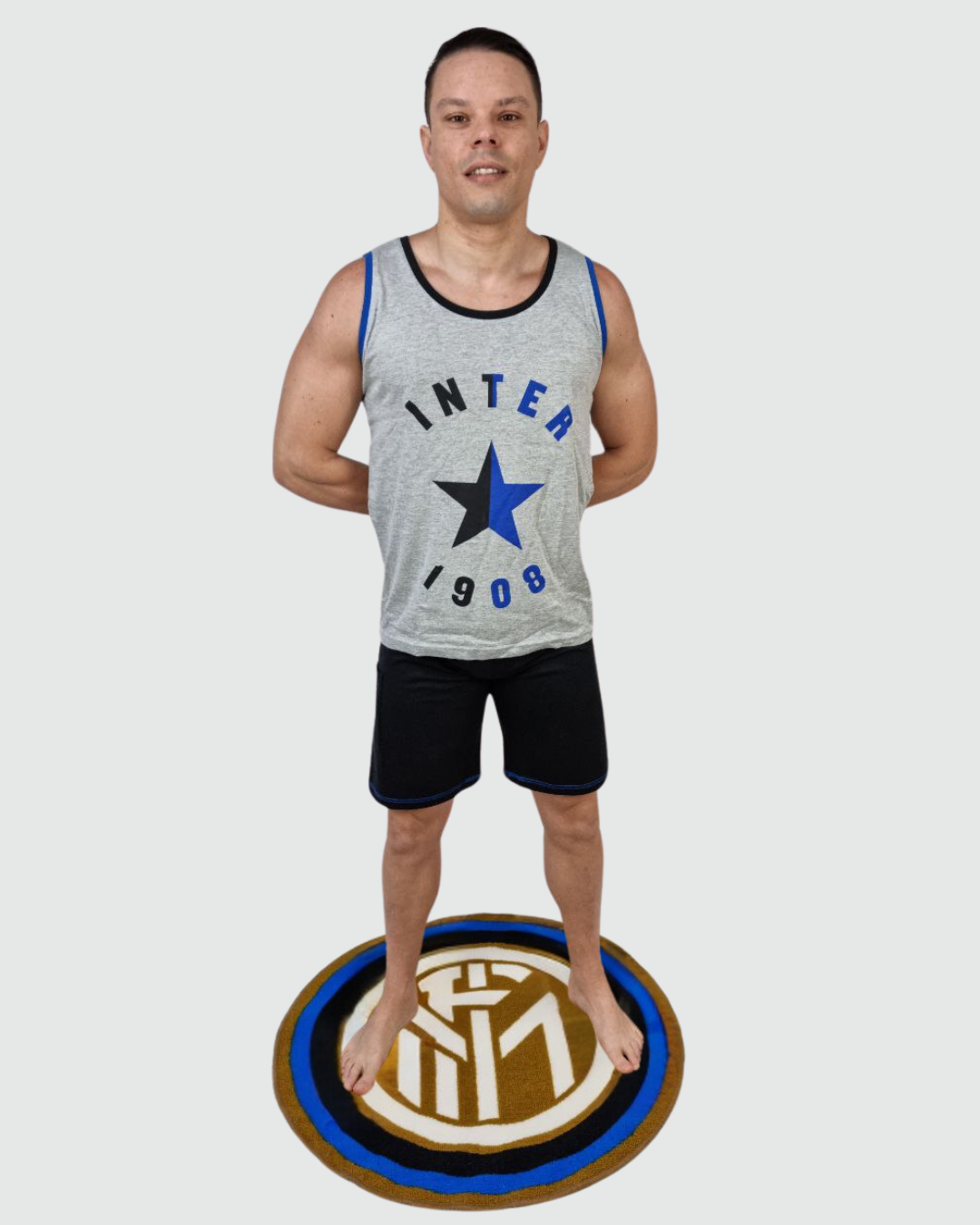 Inter Pigiama Uomo Cotone Spalla Larga Pantalone Corto