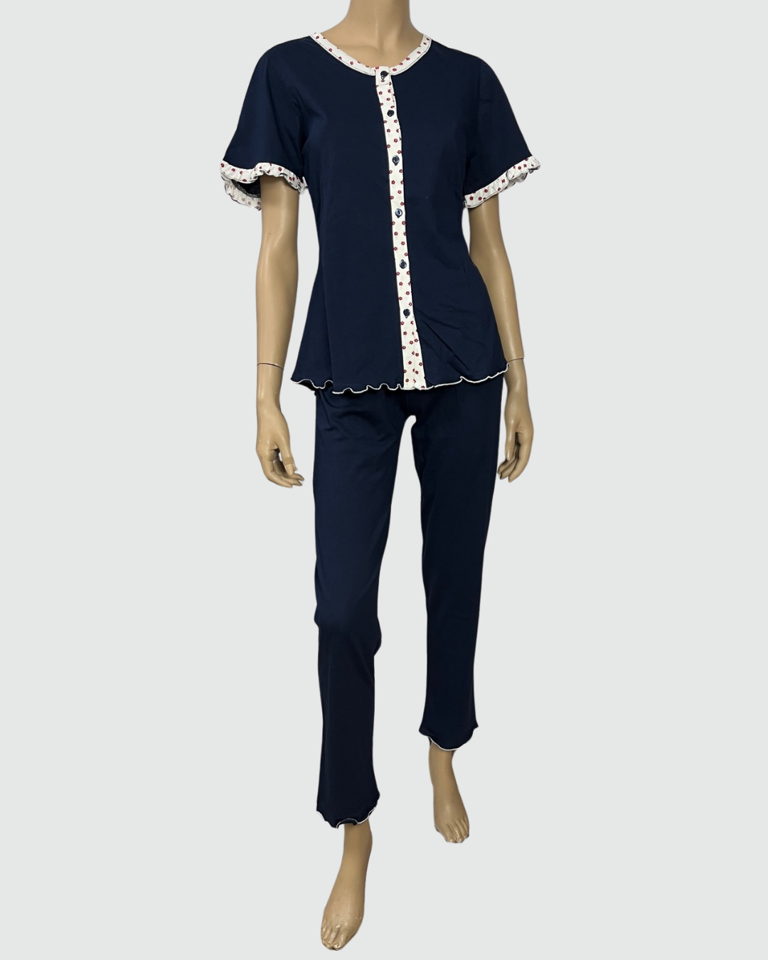 Julie Pigiama Donna Cotone Manica Corta Aperto Avanti