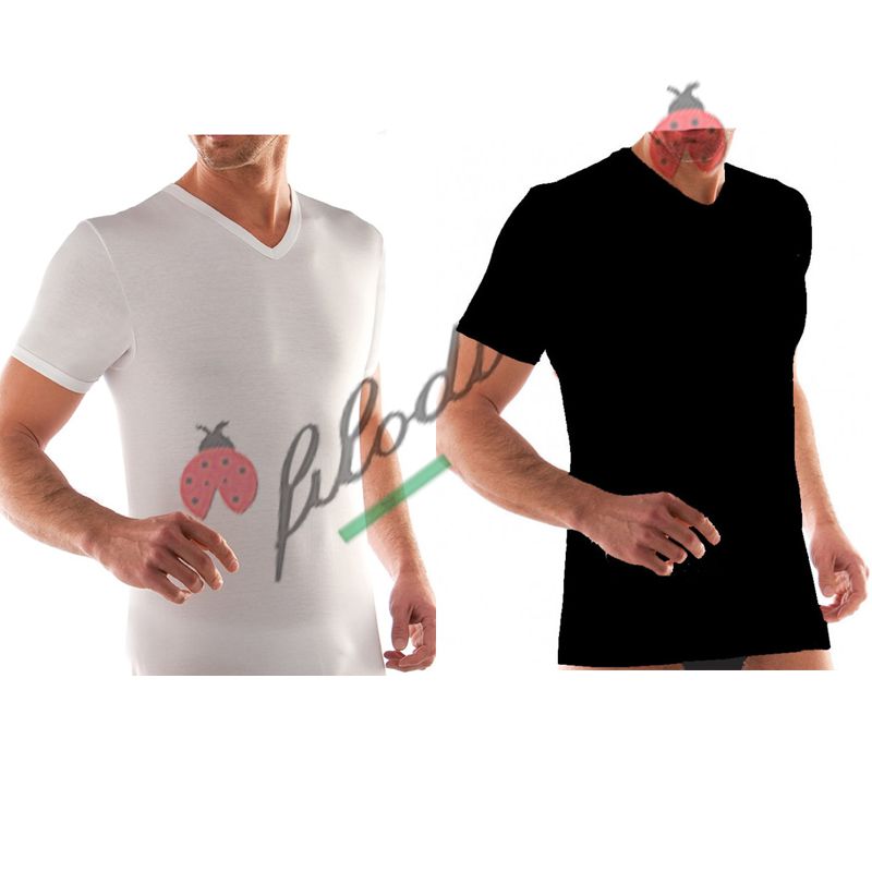 Liabel Uomo Maglia Manica Corta Scollo A V Caldo Cotone