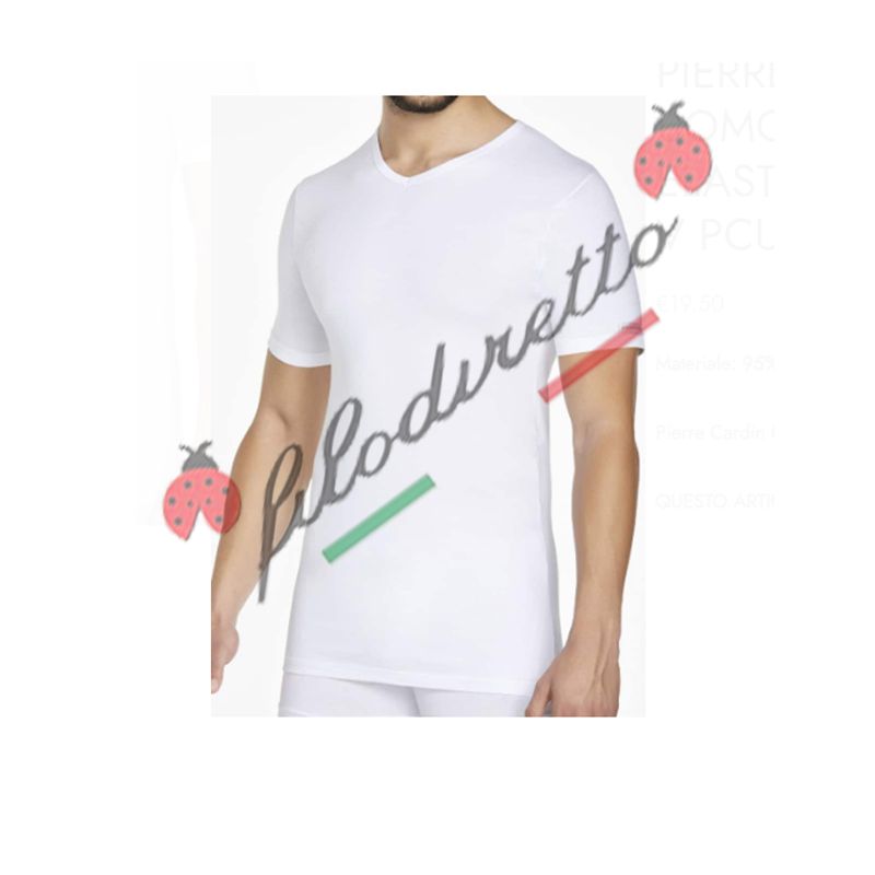 Pierre Cardin T-Shirt Uomo Scollo V Cotone Elasticizzato