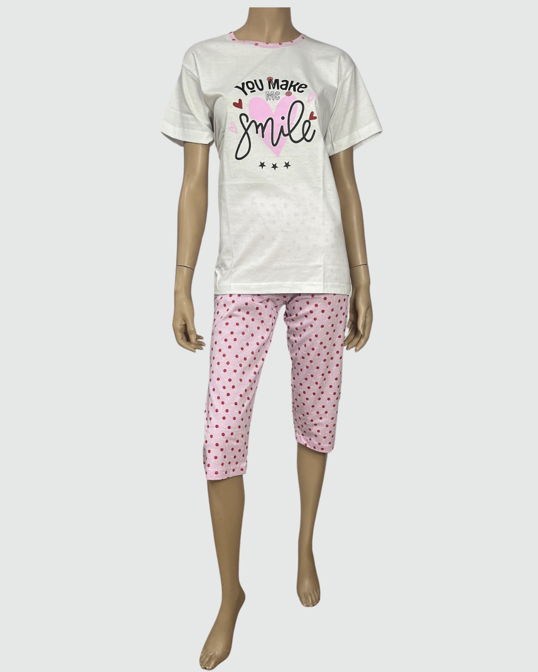 Baci Di Notte Pigiama Donna Cotone Manica Corta Pinocchietto