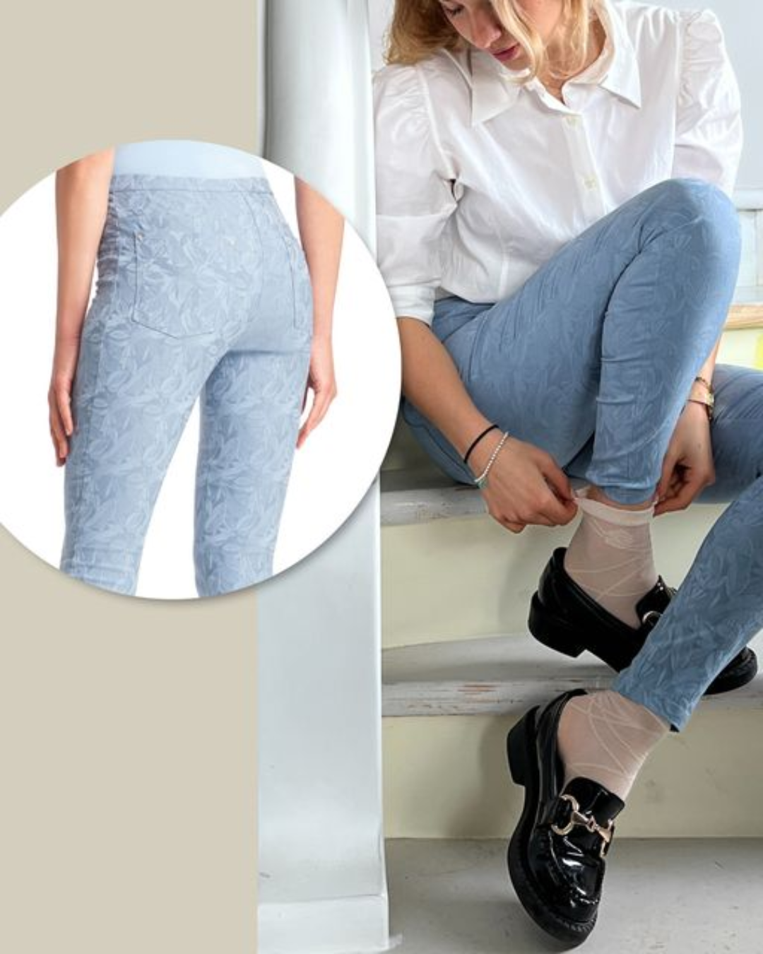 Philippe Matignon Jeans Skinny Fleurs