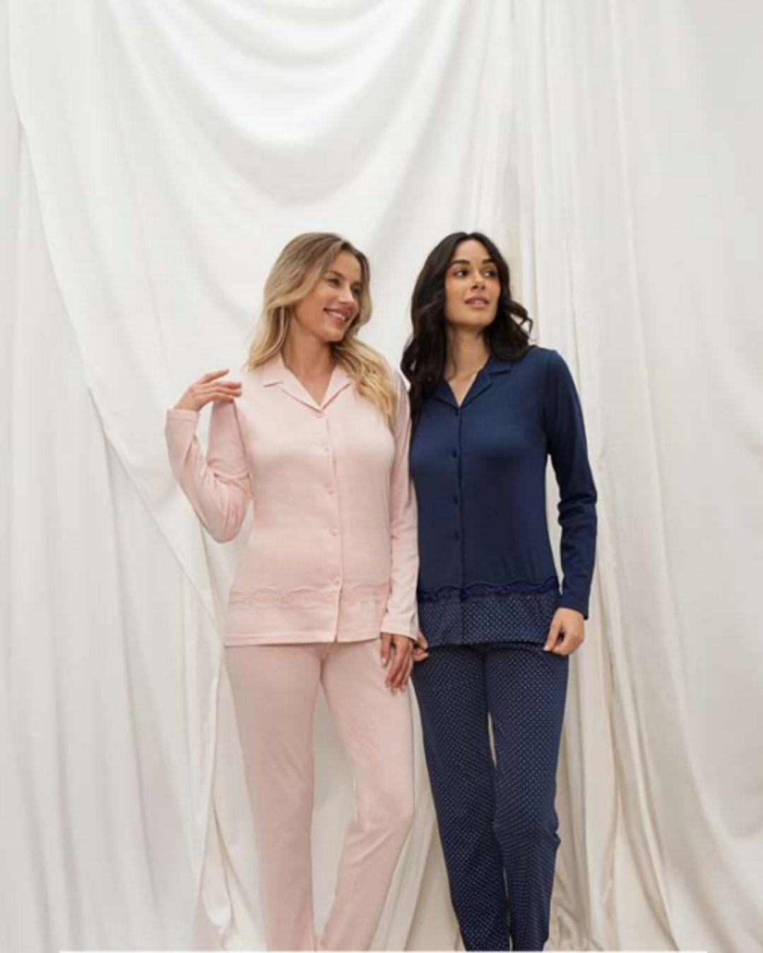 Kissimo Biancaluna Pigiama Donna Cotone Aperto Avanti