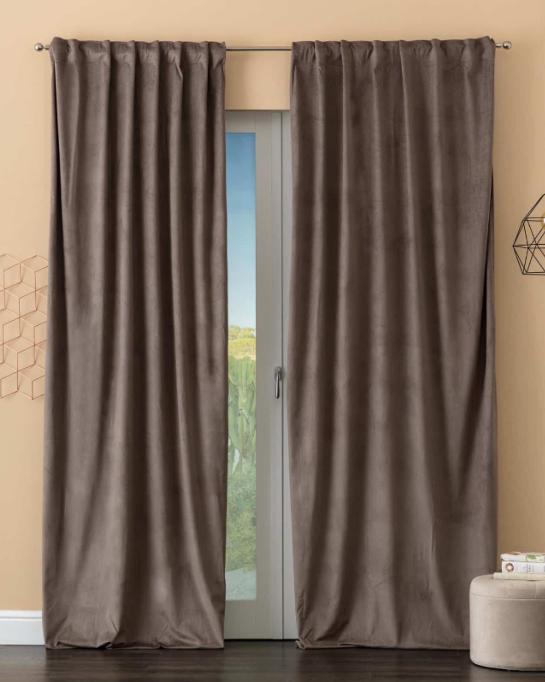 Linea Oro Pannello Tenda Velluto Con Fascia Claire 135X280 cm