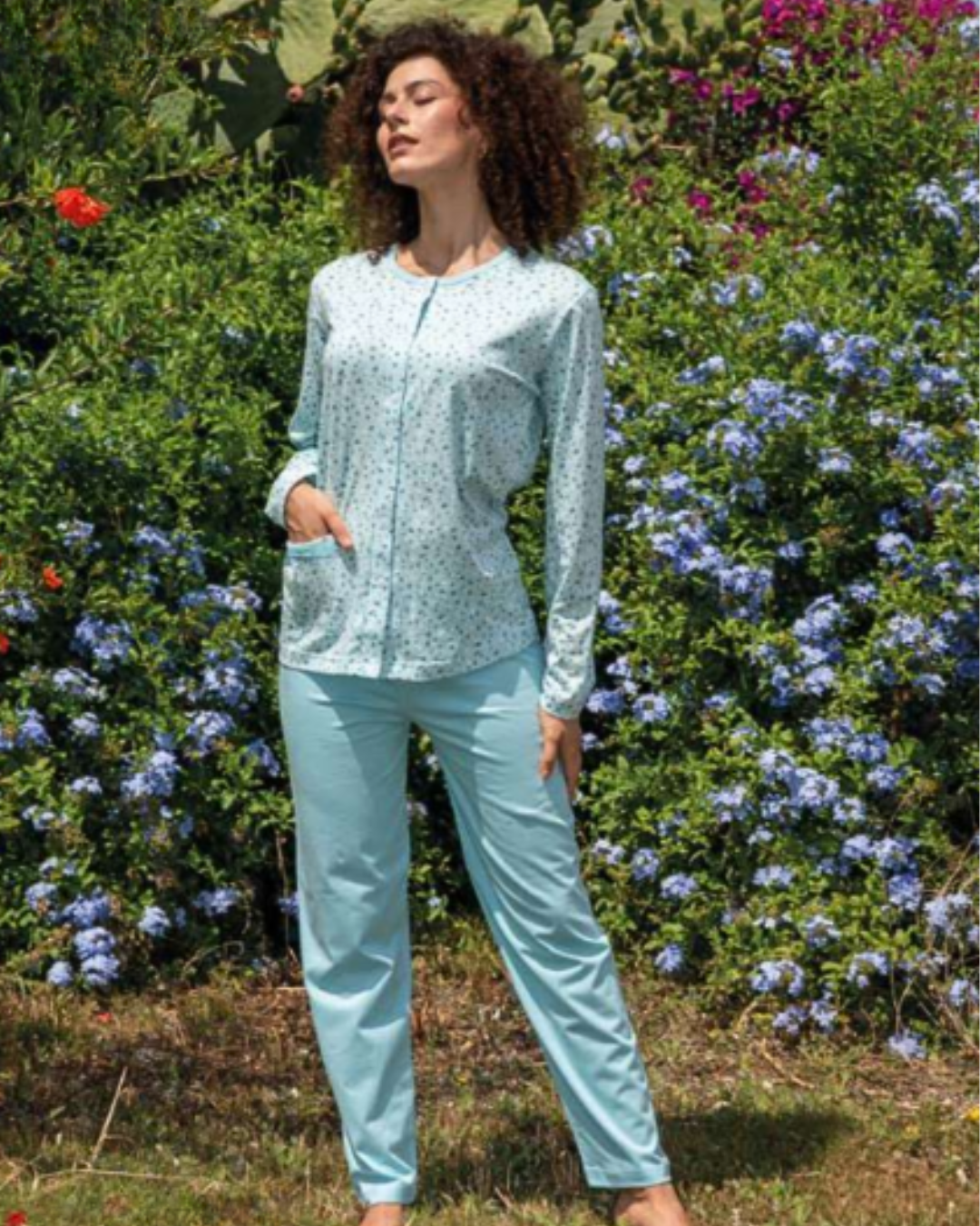 Baci Di Notte Pigiama Donna Cotone Aperto Avanti