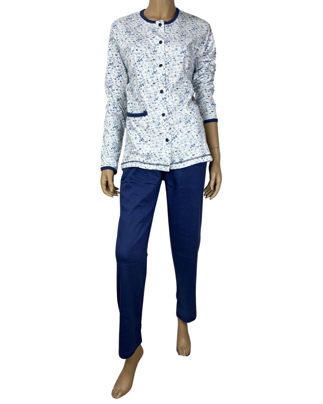 Baci Di Notte Pigiama Donna Caldo Cotone Aperto Avanti Calibrato