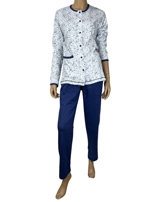 Baci Di Notte Pigiama Donna Caldo Cotone Aperto Avanti