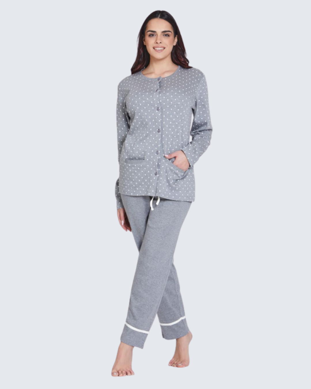 Nazareno Gabrielli Pigiama Donna Caldo Cotone Aperto Avanti