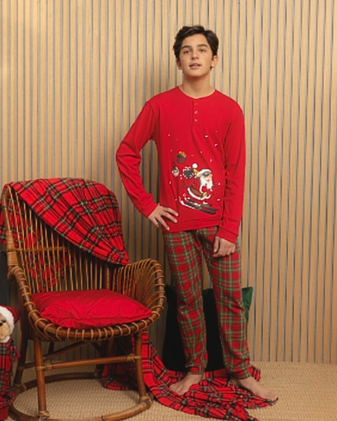 Kissimo Biancaluna Pigiama Ragazzi Natalizio Caldo Cotone