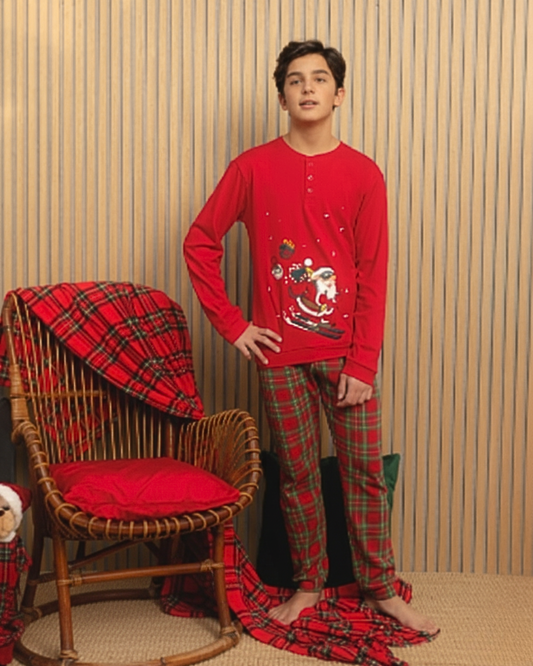 Kissimo Biancaluna Pigiama Ragazzi Natalizio Caldo Cotone