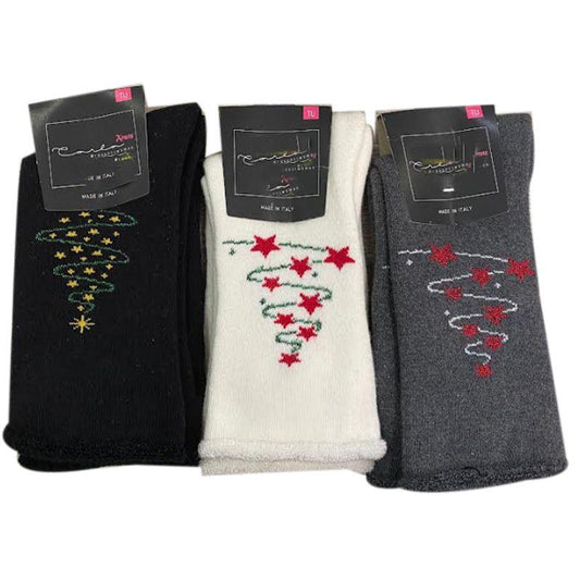 Carla Calza Corta Donna Natalizia Pile Fantasia Albero