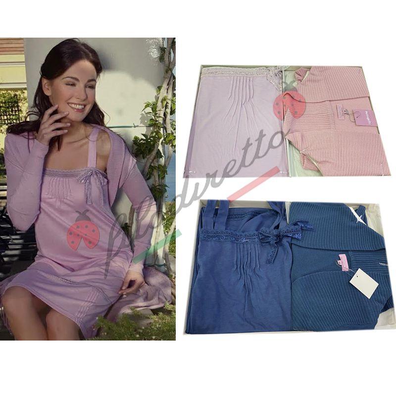 Noi Di Notte Completo Donna Canotta In Modal Con Giacca In Tessuto A Maglia