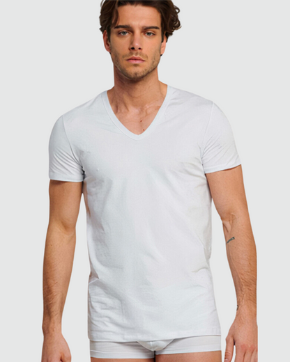 Kissimo Biancaluna Maglia Manica Corta Uomo Scollo V Cotone