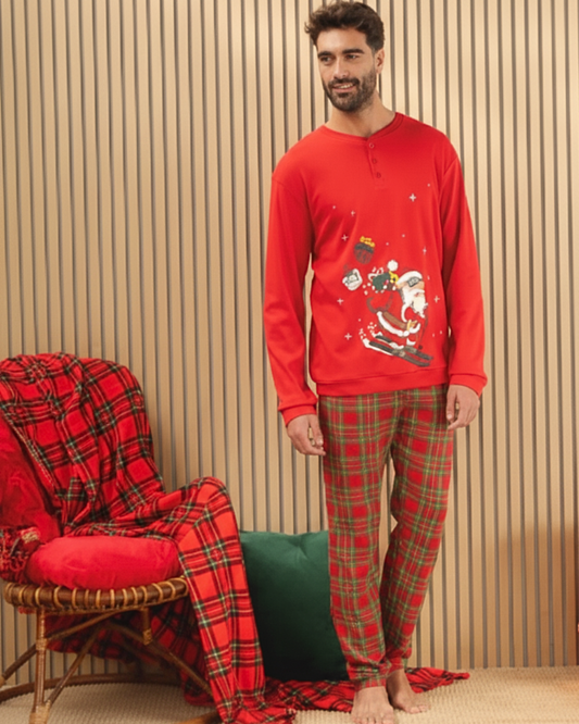 Kissimo Biancaluna Pigiama Uomo Natalizio Caldo Cotone