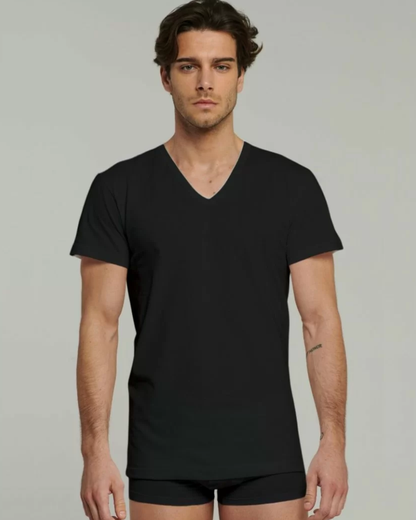 Kissimo Biancaluna Maglia Manica Corta Uomo Scollo V Cotone