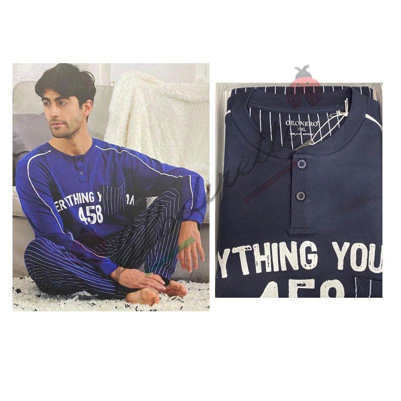 Oro Nero Pigiama Uomo Caldo Cotone