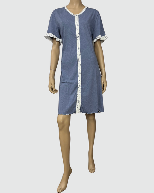 Julie Camicia Da Notte Cotone Manica Corta Aperta Avanti