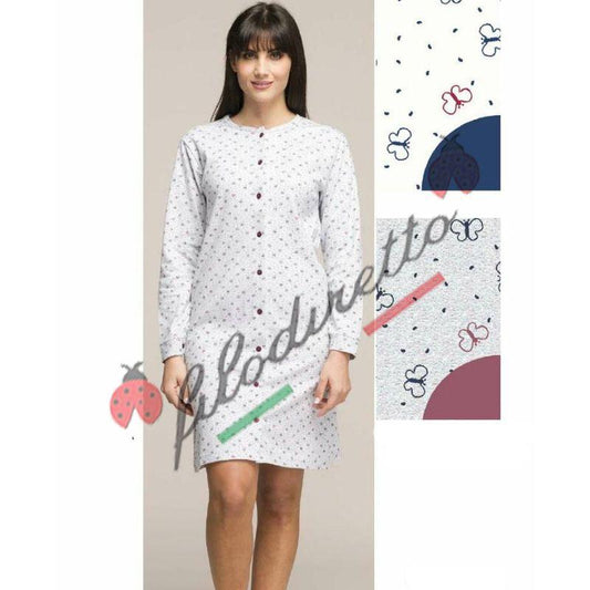 Karel Camicia Da Notte Caldo Cotone Aperta Avanti