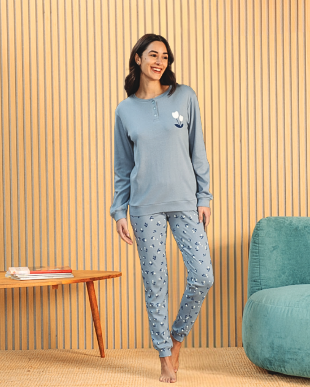 Kissimo Biancaluna Pigiama Donna Caldo Cotone