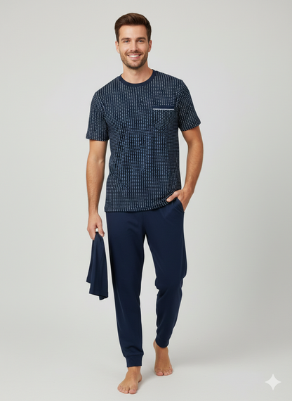 Nazareno Gabrielli Pigiama Uomo 3 Pezzi Cotone