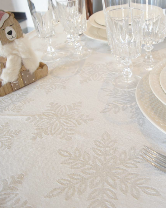 S&G Tovaglia Natalizia 12 Posti Snow Lurex 140x240cm