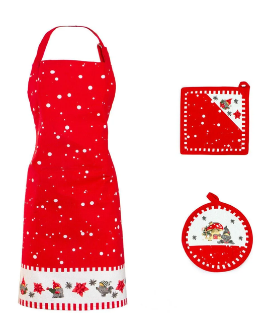 S&G Set Cucina Natalizio Grembiule+2 Presine Doran