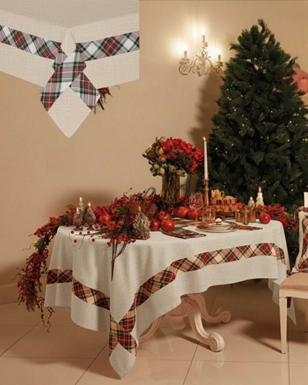 Preziosa Home Tovaglia 12 Posti Tartan 140x240cm