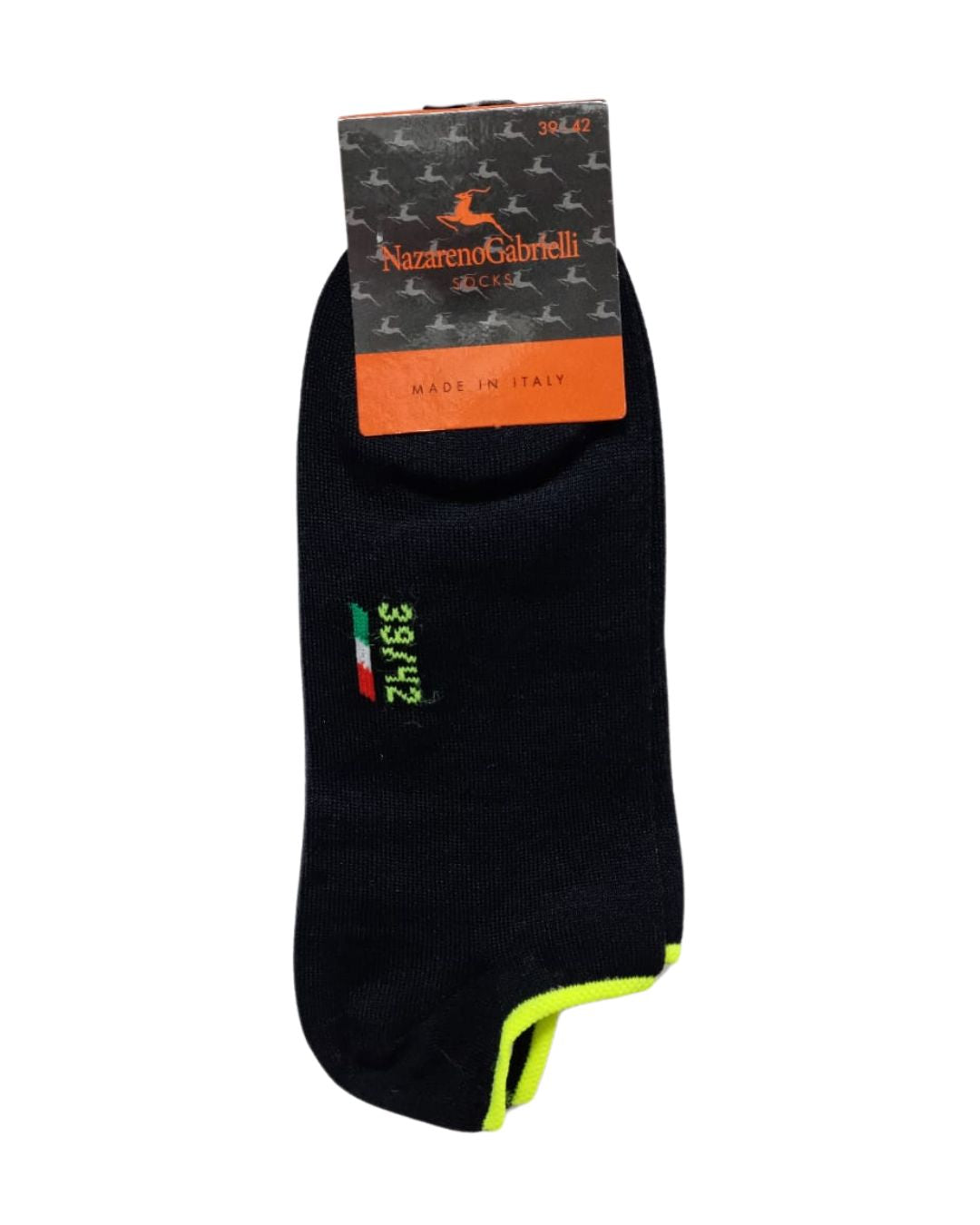 Nazareno Gabrielli Salvapiede Uomo Filo Di Scozia Elasticizzato 3 Paia Bordo Fluo